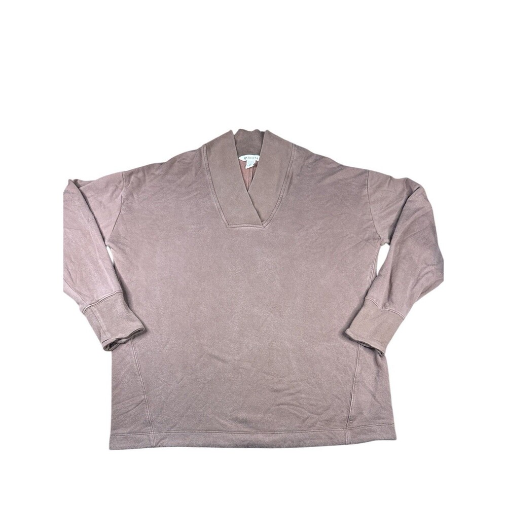 Athleta Clarity V-Neck Sweatshirt Womens Med‎ Rustic Beige Tencel Pullover